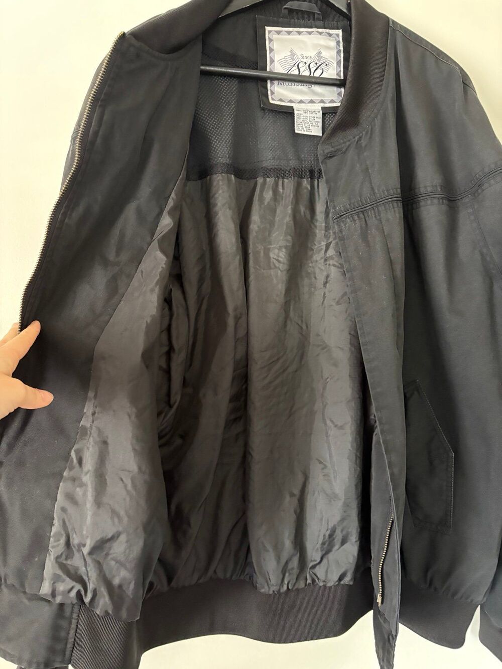 Munsingwear Black Cup Shoulder Derby Jacket L Vintage Blouson Bomber 90s Skater - Picture 4 of 8